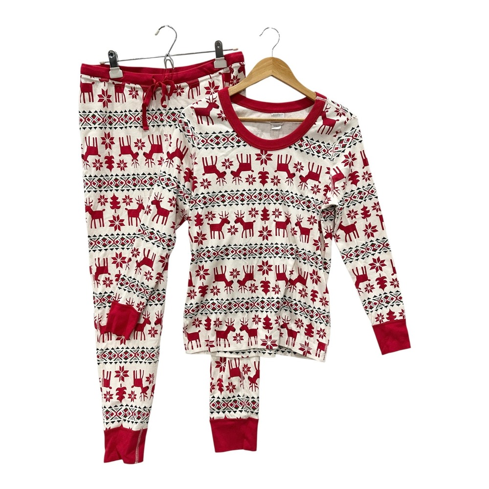 Hanna Andersson Women's Large Christmas Reindeer Organic Cotton Pajama Set